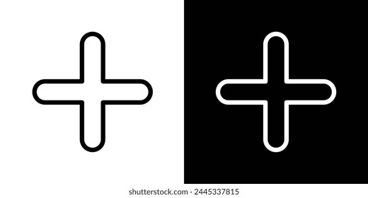 Enhancement and Plus Icons. Incremental Feature and Positive Addition Symbols.