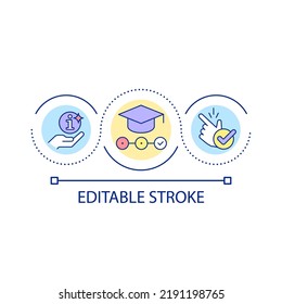 Enhancing current knowledge loop concept icon. Learning principle. Information acquisition abstract idea thin line illustration. Isolated outline drawing. Editable stroke. Arial font used