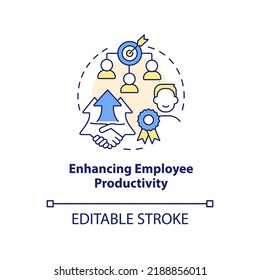 Enhancing employee productivity concept icon. Onboarding challenge abstract idea thin line illustration. Isolated outline drawing. Editable stroke. Arial, Myriad Pro-Bold fonts used