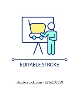 Enhancing procurement skills RGB color icon. Inventory management. Improving purchasing. Business operation. Isolated vector illustration. Simple filled line drawing. Editable stroke. Arial font used