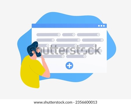 Enhancing SEO with Keyword Research Tools for Improved Search Engine Website Ranking. Keyword Cannibalization Research vector illustration isolated on white background with icons.