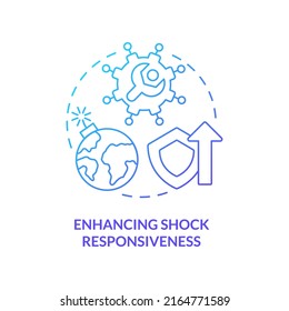 Enhancing shock responsiveness blue gradient concept icon. Social protection and support activity abstract idea thin line illustration. Isolated outline drawing. Myriad Pro-Bold font used