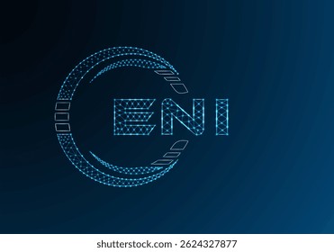 ENI low poly letter logo vector design. ENI lower poly logo design. Low poly logo.