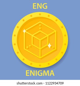 Enigma Coin cryptocurrency blockchain icon. Virtual electronic, internet money or cryptocoin symbol, logo