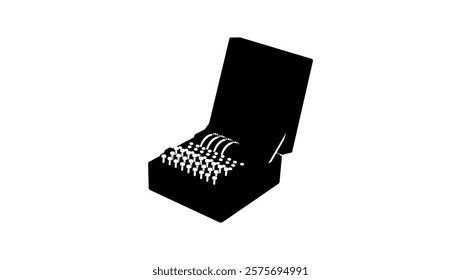 Enigma K machine, black isolated silhouette