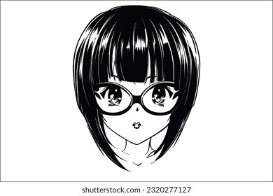 Enigmatic anime girl face artwork for commercial use. Perfect for captivating designs and creative projects.