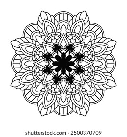 Enigmatic beautyful mandala coloring book page. Easy Mandala Coloring Book Pages for Adults to Relax, Experiences Give Relief. Resizeable Vector File