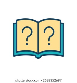 Enigmatic book reveals dual questions icon illustration element