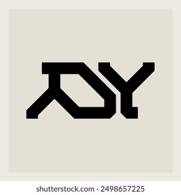 Enigmatic DY Monogram: Avant-Garde Logo Design Merges Angles and Curves. Minimalist Black on Cream Canvas Sparks Brand Recognition.