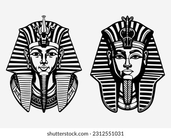 Enigmatic hand drawn logo design illustration featuring a pharaoh, symbolizing leadership, heritage, and grandeur