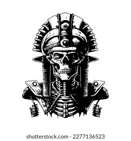 Enigmatic and haunting Hand drawn line art illustration of an Egypt mummy, evoking a sense of mystery and ancient history
