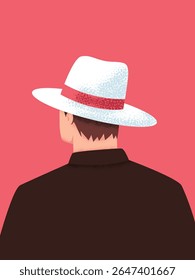 Um homem enigmático com um fedora, de costas viradas, um símbolo de estilo intemporal e intriga