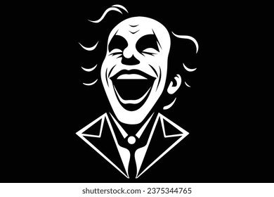 Enigmatic Monochrome Clown Silhouette Captivating Smiles in Shadows 🎪✨ vector illustration clown Halloween costume character sticker