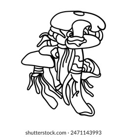 The Enigmatic Mushroom sketch features a mushroom with a mysterious facial expression, inviting interpretation and contemplation. Perfect for illustrations, art prints and home decor