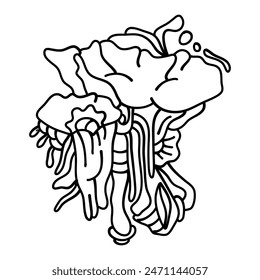 The Enigmatic Mushroom sketch features a mushroom with a mysterious facial expression, inviting interpretation and contemplation. Perfect for illustrations, art prints and home decor