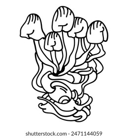 The Enigmatic Mushroom sketch features a mushroom with a mysterious facial expression, inviting interpretation and contemplation. Perfect for illustrations, art prints and home decor
