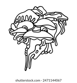 The Enigmatic Mushroom sketch features a mushroom with a mysterious facial expression, inviting interpretation and contemplation. Perfect for illustrations, art prints and home decor