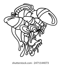 The Enigmatic Mushroom sketch features a mushroom with a mysterious facial expression, inviting interpretation and contemplation. Perfect for illustrations, art prints and home decor