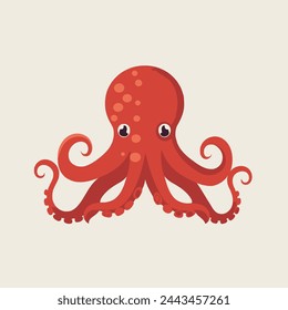 Enigmatic Octopus Flat Vector Art Marine, Animal, Ocean, Wildlife, Icon.