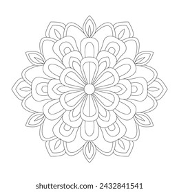 Enigmatic Relaxation Mandala Coloring Book Page for kdp Book Interior. Peaceful Petals, Ability to Relax, Brain Experiences, Harmonious Haven, Peaceful Portraits, Blossoming Beauty mandala design.