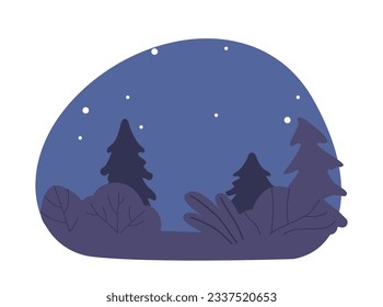 Enigmatic And Serene Night Forest Captivates With Its Mystical Atmosphere. Moonlight Filters Through The Trees