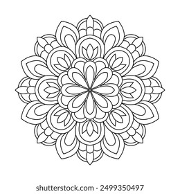 Enigmatic switling Bliss mandala coloring book page. Easy Mandala Coloring Book Pages for Adults to Relax, Experiences Give Relief. Resizeable Vector File