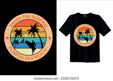 Enjoing the surfing beach moment t-shirt design