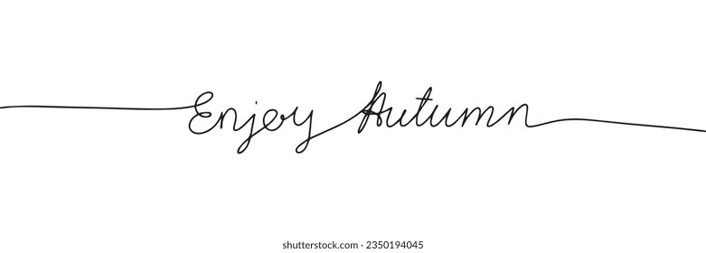 Enjoy Autumn line art text. Autumn one line continuous short phases. Vector illustration.