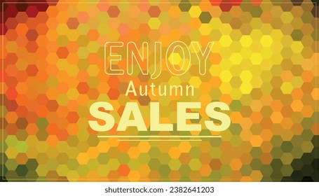 Disfruta de las ventas de otoño, Hermoso fondo otoñal con formas geométricas de color, fondo para portadas de revistas, banners en sitios web, vector