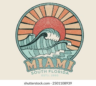 Enjoy beach life. Summer vibes artwork. Surf club design. Big wave artwork. Miami sunshine paradise artwork. Sunshine paradise graphic print design.