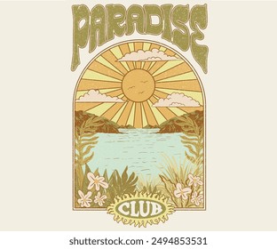 Enjoy beach life. Take me to the  beach. Sunshine paradise graphic print design. Enjoy beach life. Summer vibes artwork. Surf club design. Paradise club. Tropical paradise artwork.