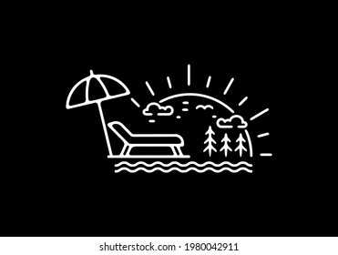 Enjoy beach line art illustration design