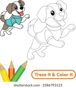 Enjoy beautiful dog vector coloring pages. These printable dog illustrations are perfect for kids and pet lovers, adding creativity and fun to every coloring session.