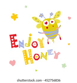 Enjoy bee. Honey logo set