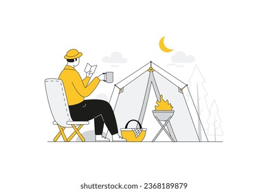 Disfruta del viaje de camping - Vector plano