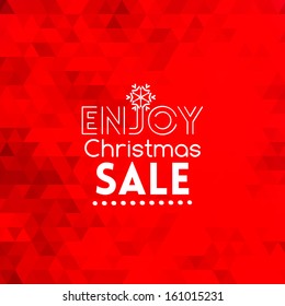 Enjoy Christmas Sale card on triangular red abstract background