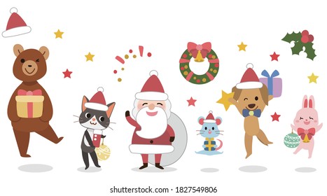 
Enjoy Christmas with Santa Claus and animals.