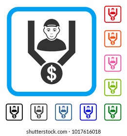 Enjoy Client Sales Funnel vector pictogram. Human face has positive emotions. Black, gray, green, blue, red, pink color additional versions of client sales funnel symbol inside a rounded square.