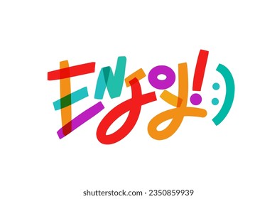 ENJOY colorful vector concept word typography. Vector modern lettering for cards, banners, stickers, social media posts.