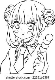 Enjoy coloring this cute and charming anime girl silhouette for your next coloring adventure. Perfect for kids and adults alike, this black-and-white coloring page will bring joy to anyone.
