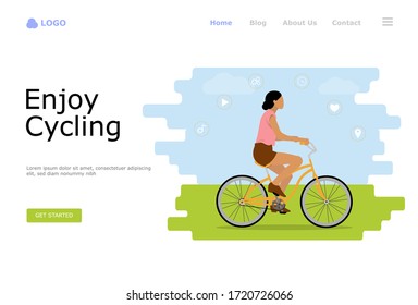 Disfrute de Cycling Vector Illustration Concept, Apto para la página de inicio web, ui, aplicación móvil, diseño editorial, volante, banner y otras ocasiones relacionadas
