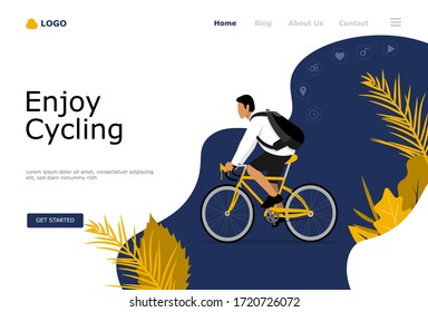 Enjoy Cycling Vector Illustration Concept, Suitable for web landing page, ui, mobile app, editorial design, flyer, banner, and other related occasion
