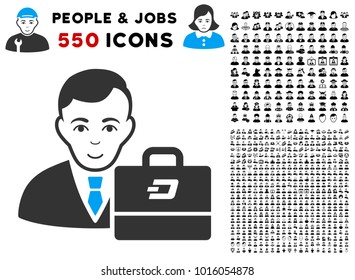 Enjoy Dash Accounter vector icon with 550 bonus sad and glad men images. Person face has cheerful expression. Bonus style is flat black iconic symbols.