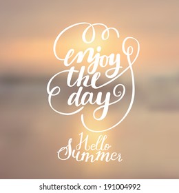 Enjoy the day. Bright concept card in sunset colors