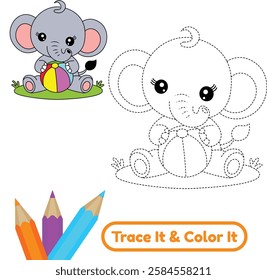 Enjoy elephant playing with ball vector coloring pages with fun and adorable designs. These printable elephant illustrations are perfect for kids, offering creativity and entertainment.