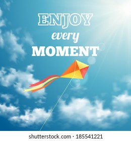 Enjoy every moment phrase on sky background