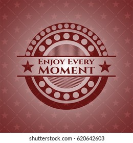 Enjoy Every Moment red emblem. Retro