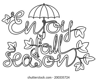 Enjoy fall season doodle lettering composition