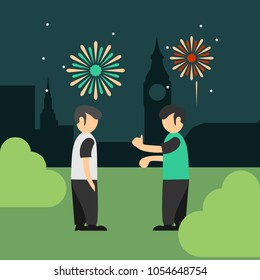 Enjoy The Firework Illustration