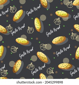 Enjoy Garlic Bread as Delicious Appetizer Vector Graphic Seamless Pattern can be use as background and apparel design